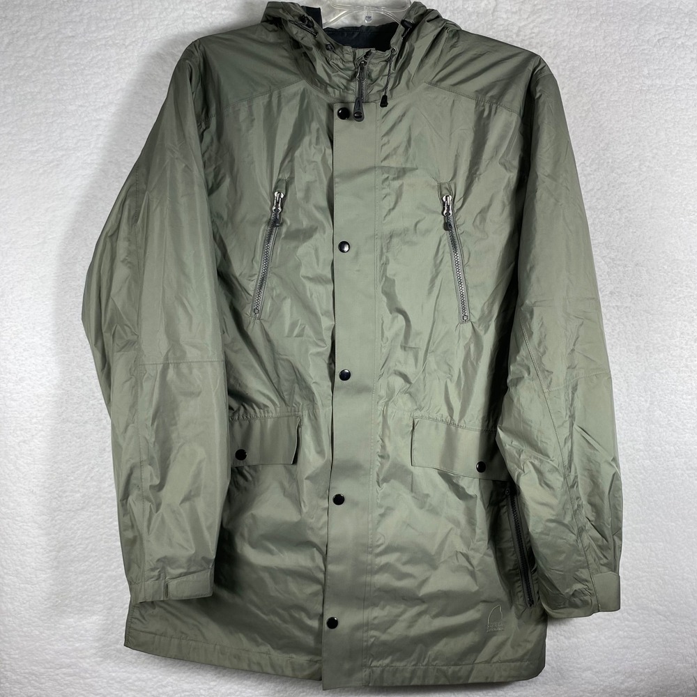 Sierra Designs Urban Designs Mens Large Olive Green Hooded Rain Parka Jacket